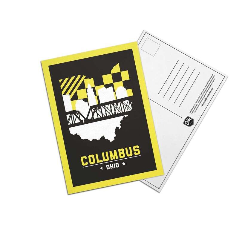 Columbus Skyline Yellow/Black Postcard