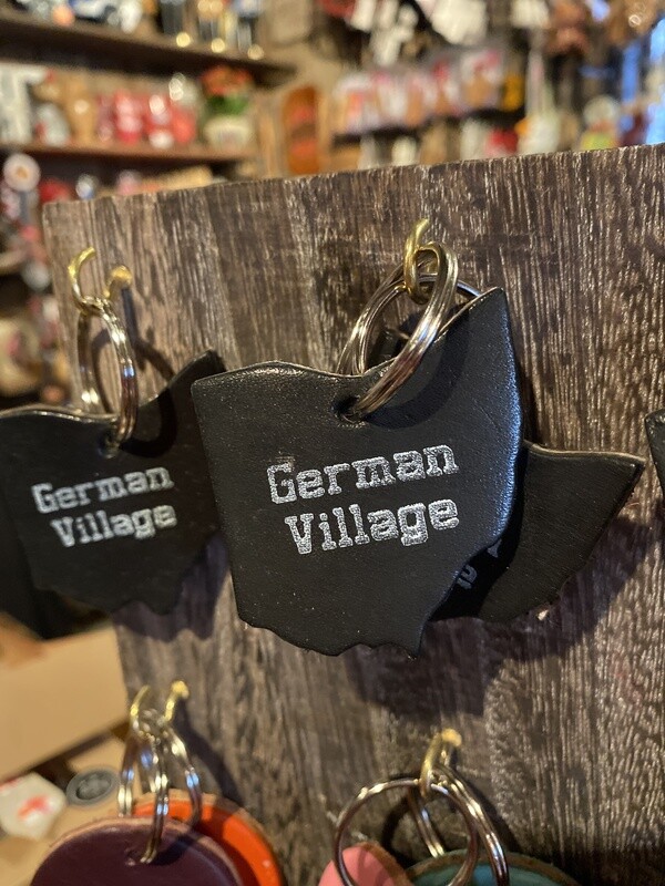 German Village Ohio Leather Keychain
