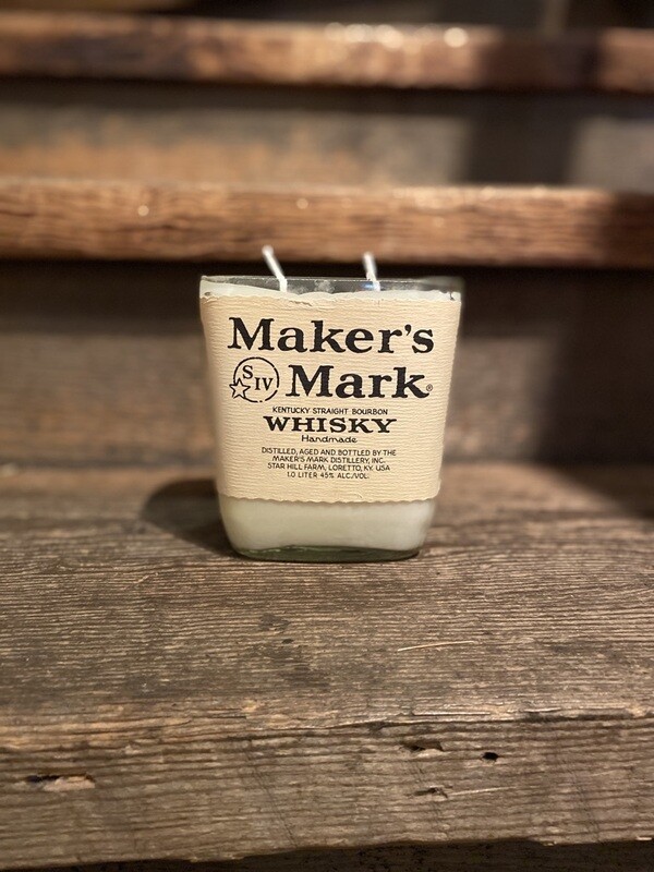Maker's Mark Whiskey Recycled Bottle Candle