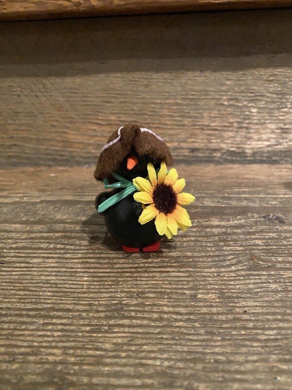 Blackbird with Sunflower Ornament