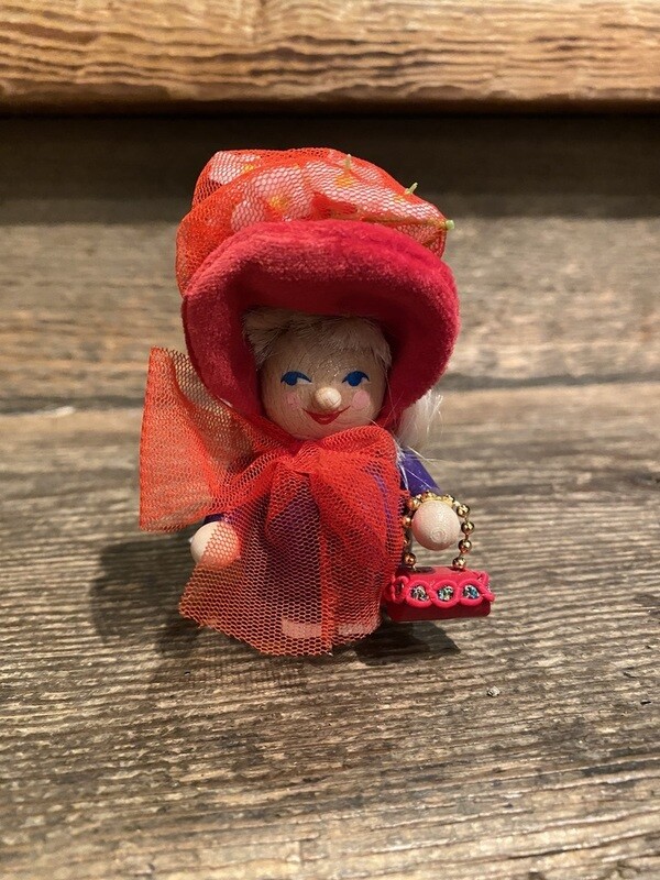 Vintage LADY WITH THE RED HAT AND PURSE Ornament