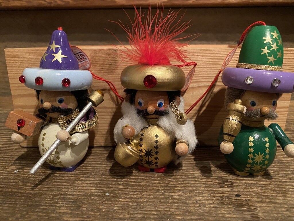 Three Wisemen Ornament Set with Wooden Box