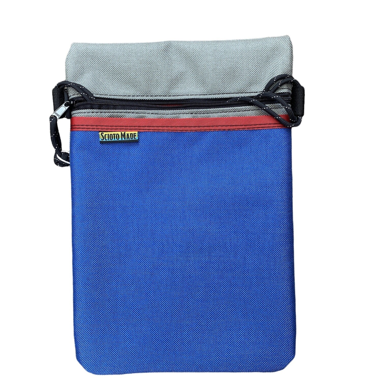 Blue & Gray w/ Red Strip X-Shoulder Bag