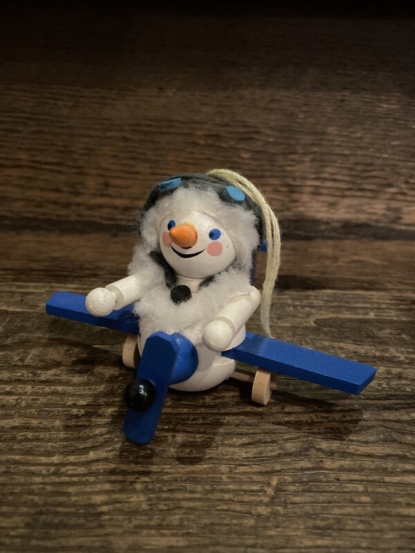 Snowman in Airplane Ornament