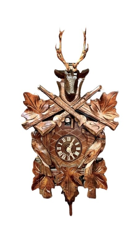 8-Day Carved Deer Head Cuckoo Clock