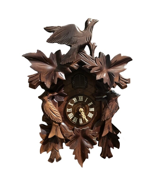 Carved Quartz Woodpecker Cuckoo Clock