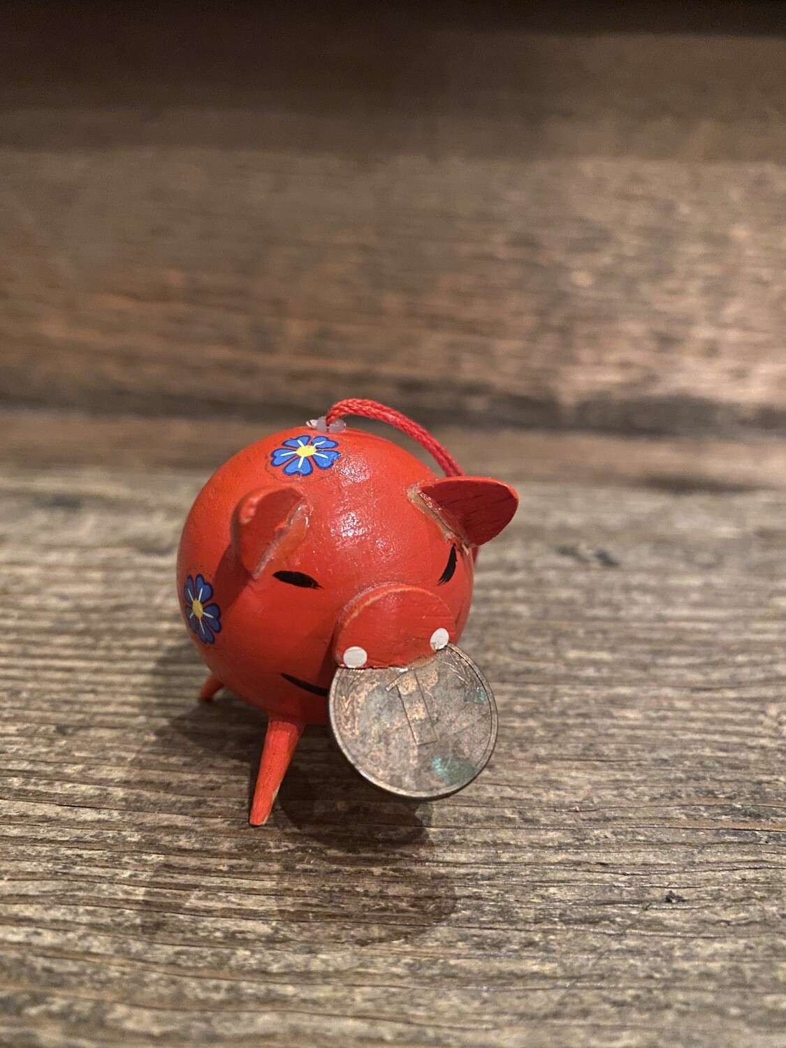Red Pig Bank Ornament