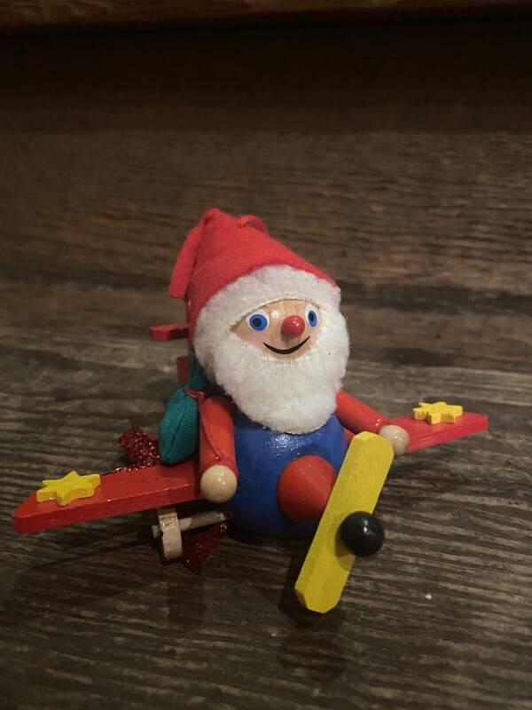 Santa in an Airplane Ornament