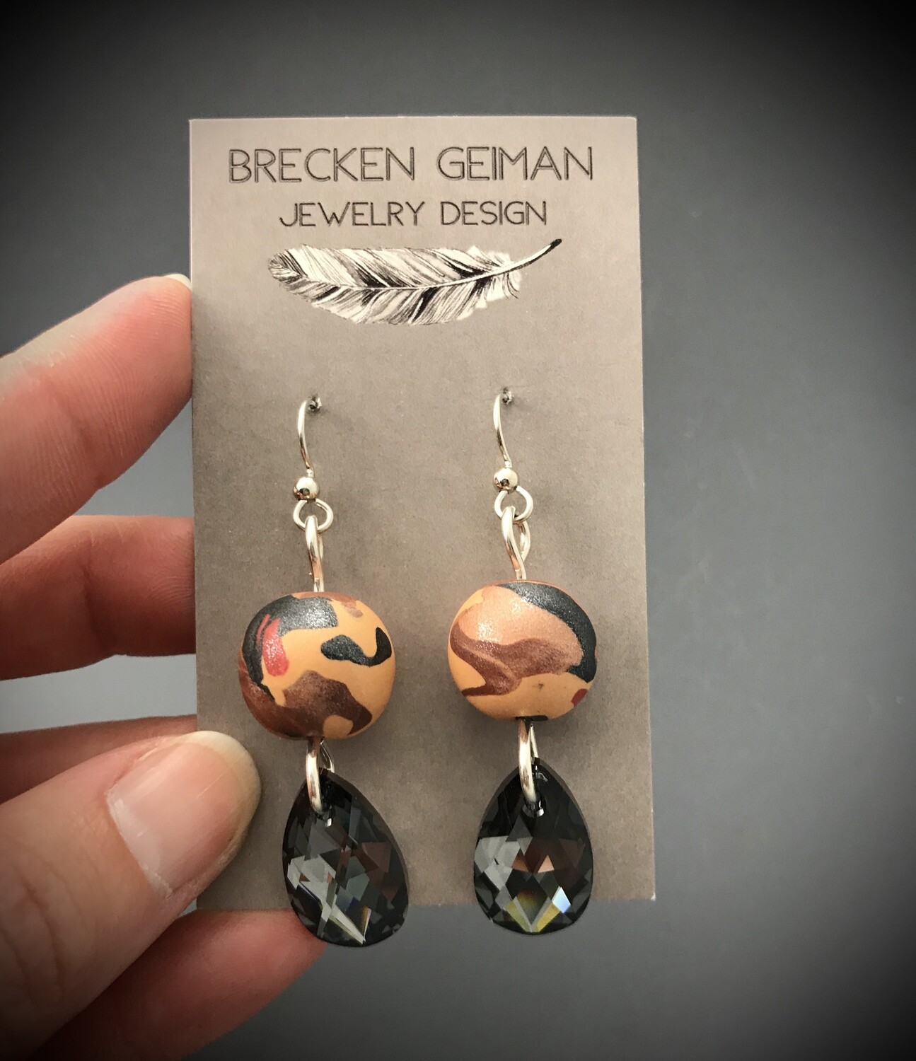 Polymer clay &amp; Swarovski Multi-tone Earrings