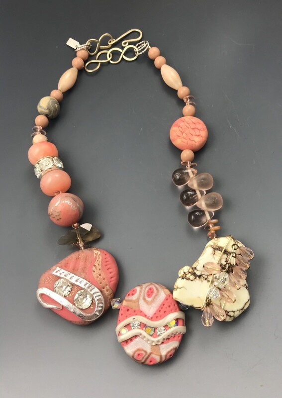 Coral Blush Mixed-media Necklace
