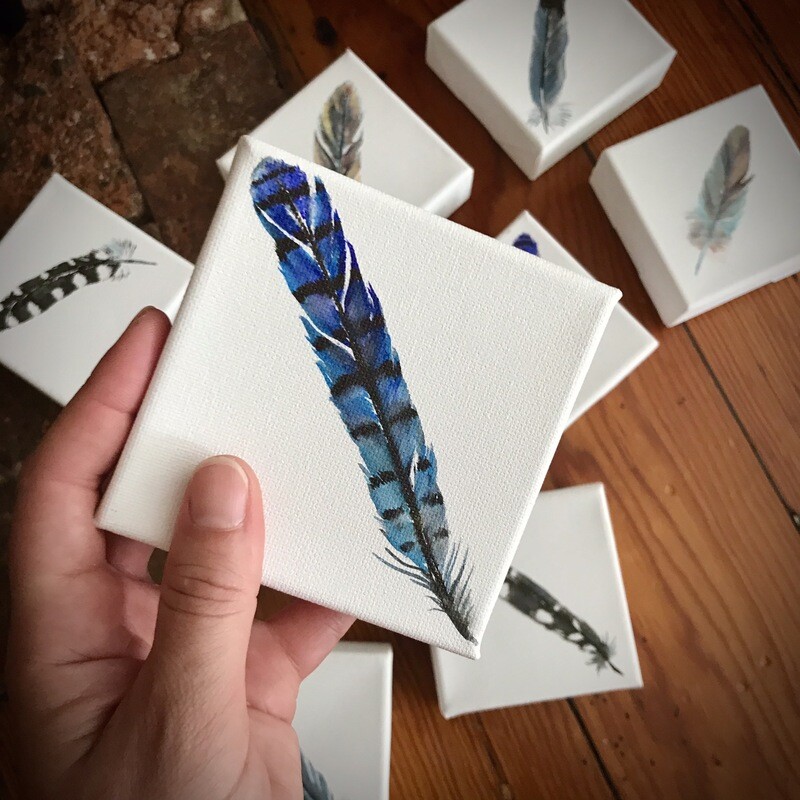 Watercolor Bluejay Feather
(MADE TO ORDER)