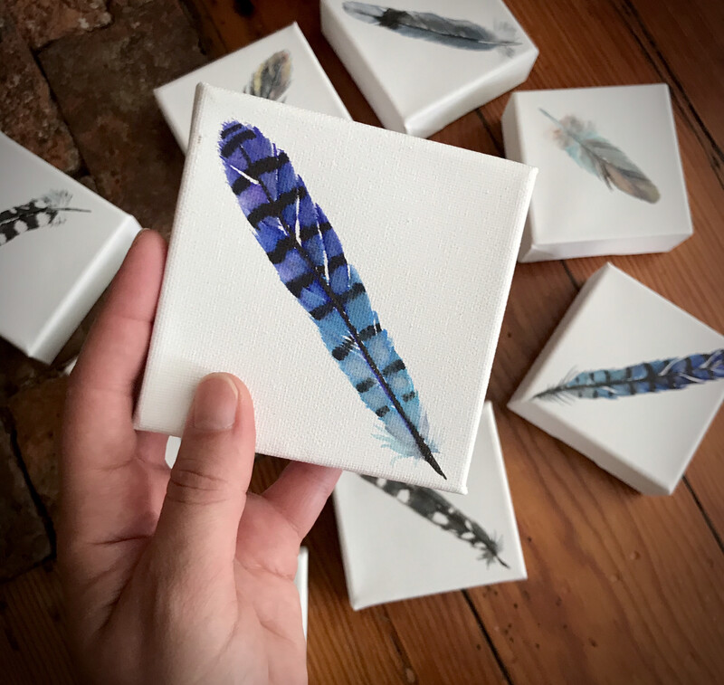 Watercolor Bluejay Feather #2
