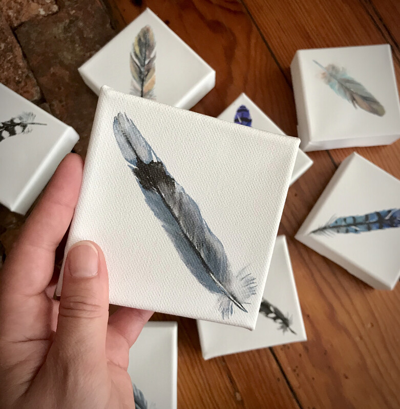 Watercolor Gray Feather #2