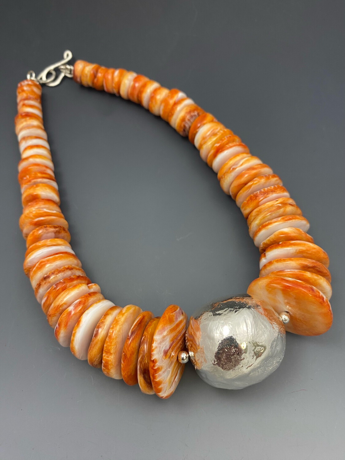 Spiny Oyster + Fine Silver Statement Necklace