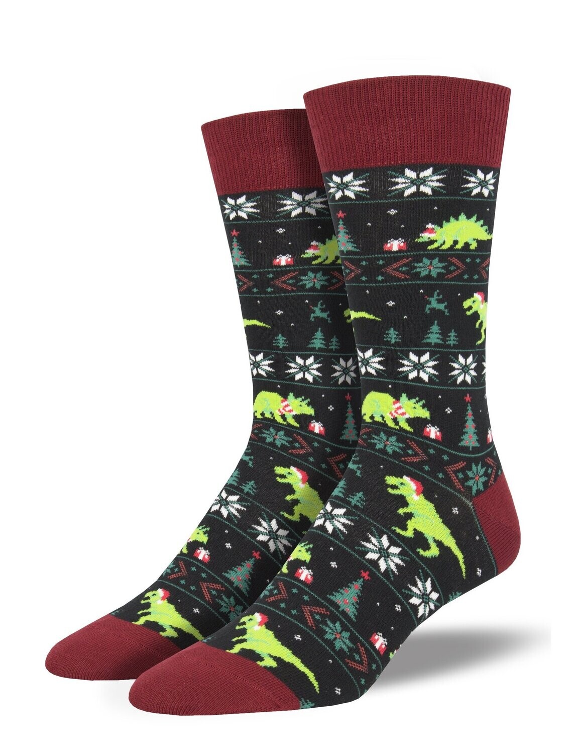 Socksmith M Christmas Santasaurus Rex BLACK