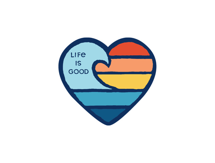 Life is good Sticker Wave Heart Small Decal