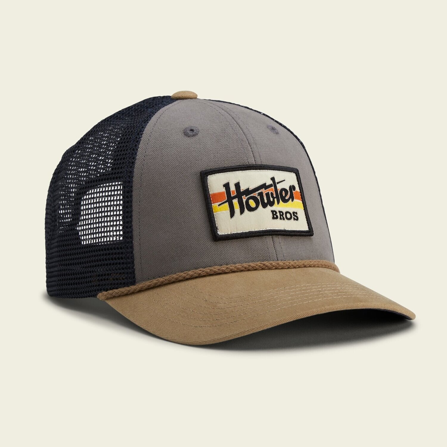Howler Bros Standard Trucker Hat Electric Stripe GREY / NAVY / KHAKI