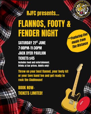 Tickets - Flannos, Footy and Fender Night - Sat 21 June 2025