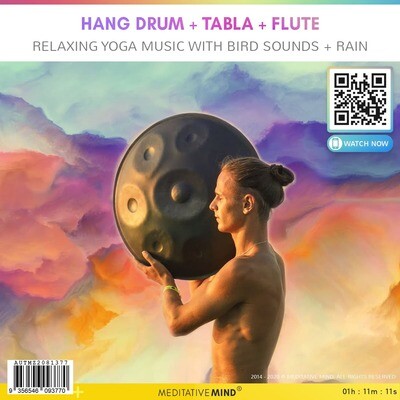Hang Drum + Tabla + Flute - Relaxing Yoga Music with Bird Sounds + Rain