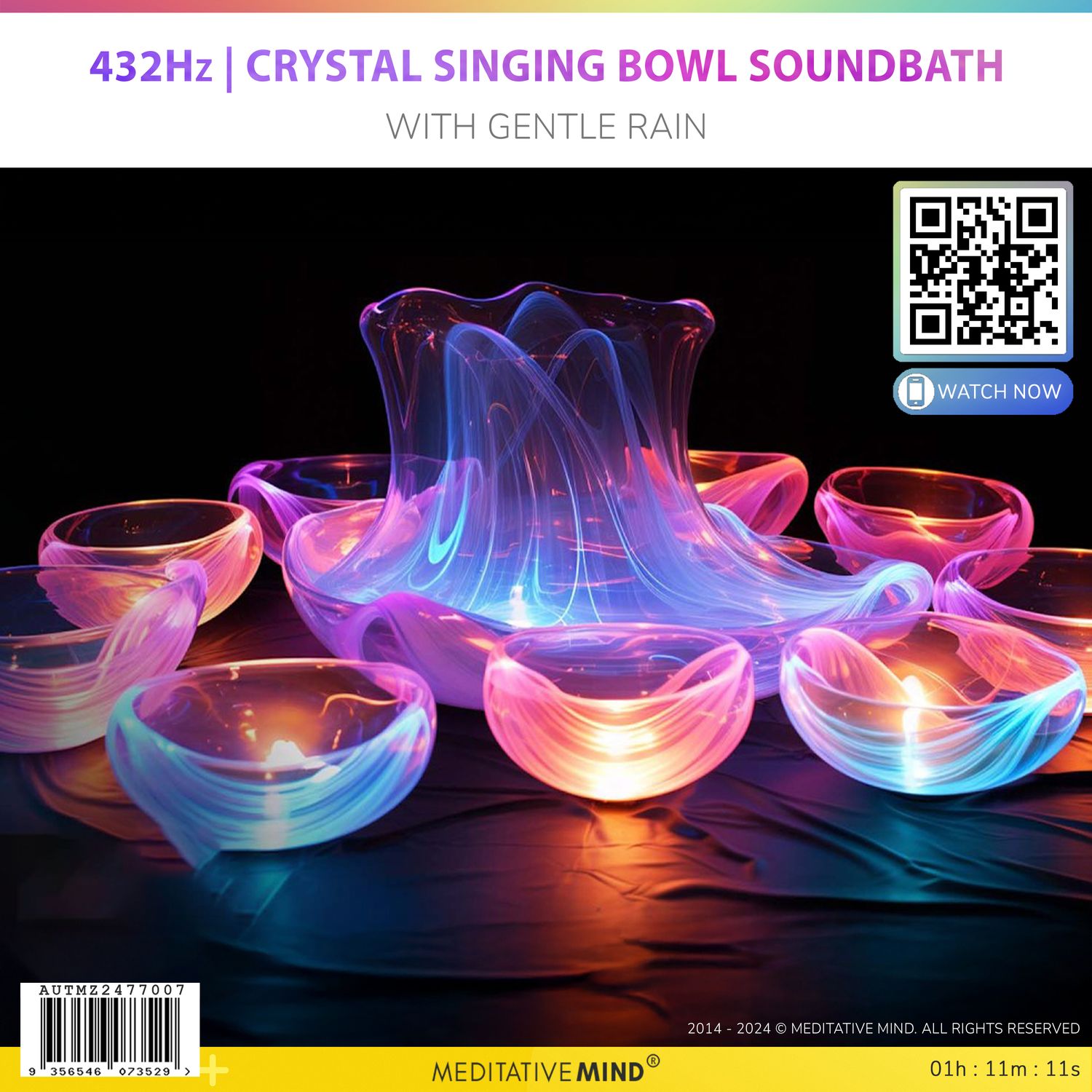 432Hz | Crystal Singing Bowl Soundbath - with Gentle Rain