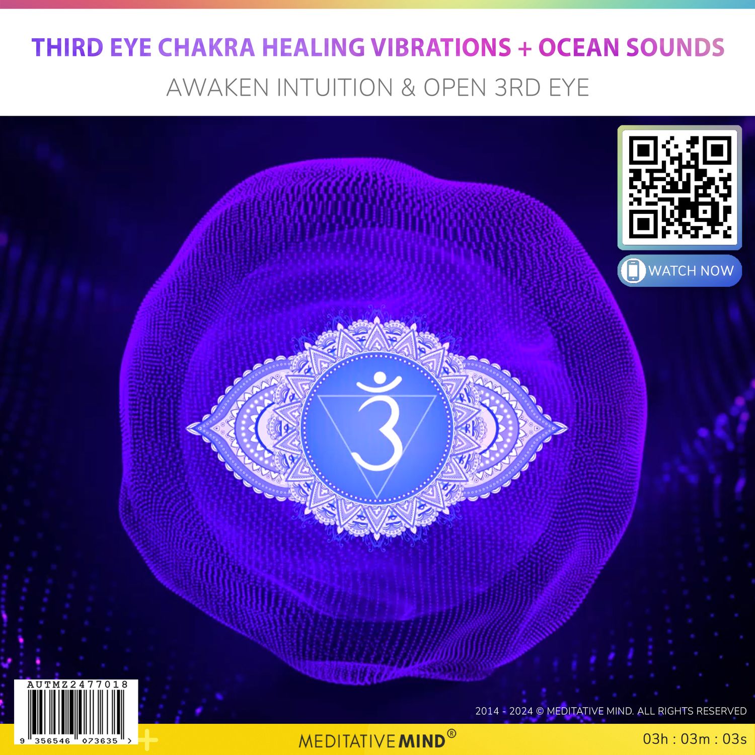 Third Eye Chakra Healing Vibrations + Ocean Sounds - Awaken Intuition & Open 3rd Eye
