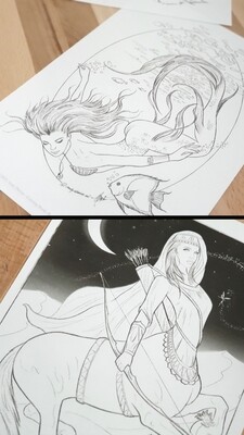Mermaids & Centaurides coloring set 1 and 2 (free pdf)