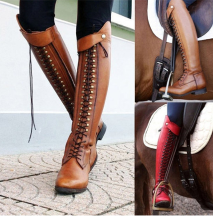 Plain Flat Round Toe Date Outdoor Knee High Flat Boots