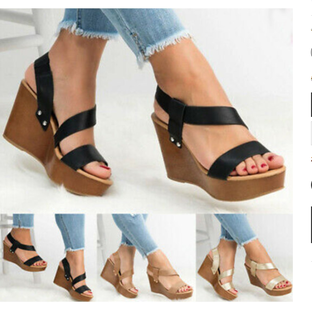 Plain Peep Toe Casual Date Wedge Sandals