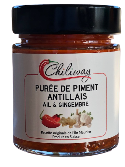 Purée de piment antillais à l&#39;ail &amp; gingembre - pot de 140 gr
