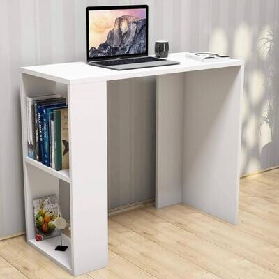 Study Desk office with side shelves - white