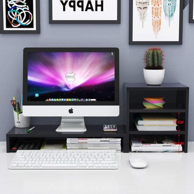 Home2go Screen Stand + Storage shelf - Black