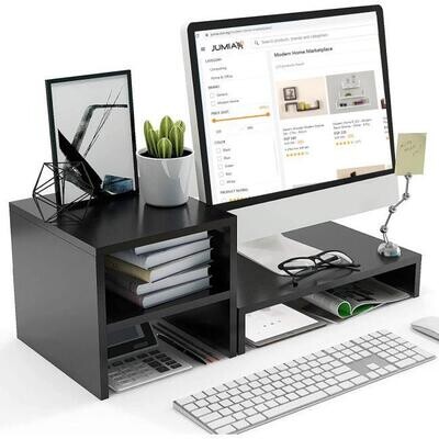 Home2go Screen Stand + Storage shelf - Black