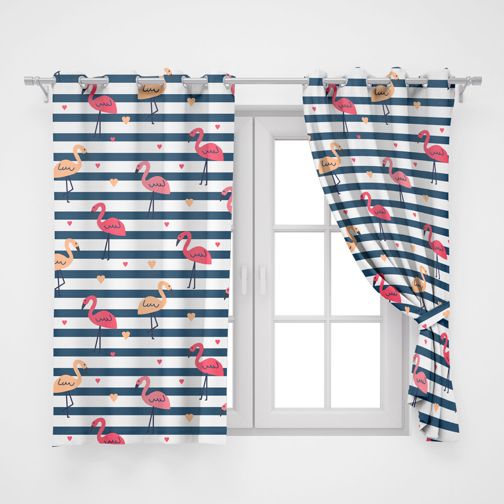 Home2go Flamingo Double Curtain - 290*260 cm