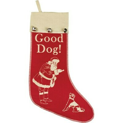 Good Dog! Retro Christmas Stocking with Bells Good Dog! Retro Christmas Stocking with Bells