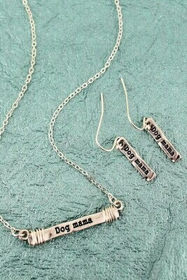 Dog Mama Silver Necklace & Earrings Gift Set Dog Mama Silver Necklace & Earrings Gift Set