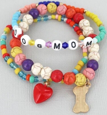 'Dog Mom' Colorful Beads & Charm Bracelet 'Dog Mom' Colorful Beads & Charm Bracelet