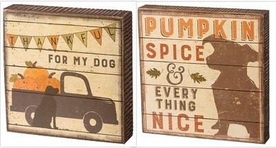 Pumpkin Spice & Thankful for Dog Wood Signs Pumpkin Spice & Thankful for Dog Wood Signs