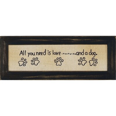 Hand-Stitched Framed Art: 'Love and a Dog' Hand-Stitched Framed Art: 'Love and a Dog'