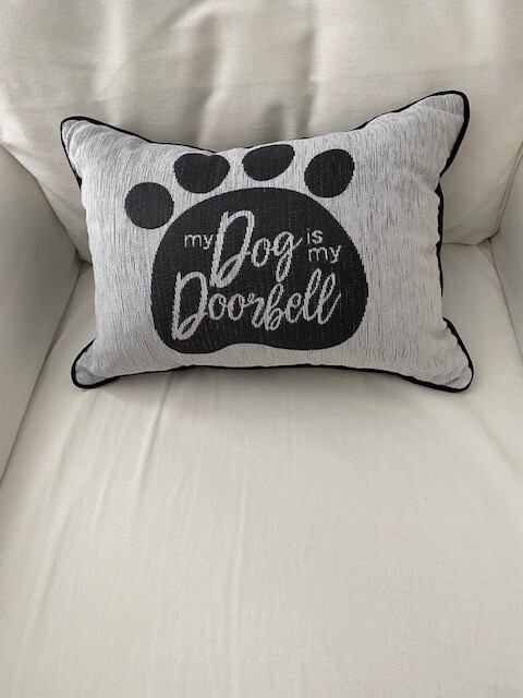 My Dog is my Doorbell Paw Print Pillow