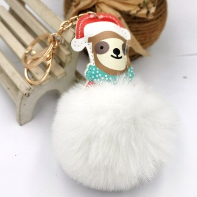 Christmas Dog w/Fluffball Keychain (2 colors) Christmas Dog w/Fluffball Keychain (2 colors)