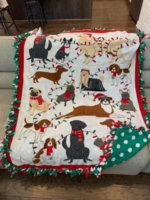 Christmas Dogs Fleece Blanket: Handcrafted Christmas Dogs Fleece Blanket: Handcrafted