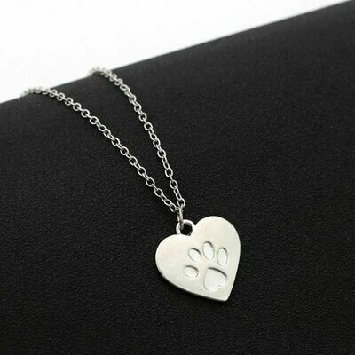 Heart w/Embossed Paw Pendant Necklace Heart w/Embossed Paw Pendant Necklace