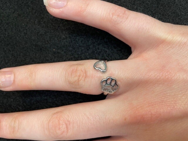 Adjustable Ring: Paw and Heart