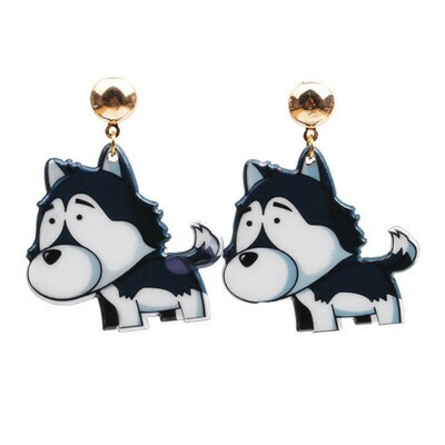Husky Dog Acrylic Drop Earrings
