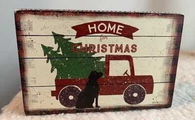 'Home For Christmas' Black Labrador Wood Box Sign 'Home For Christmas' Black Labrador Wood Box Sign