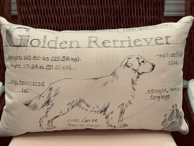 Golden Retriever Blueprint Farmhouse Pillow Golden Retriever Blueprint Farmhouse Pillow