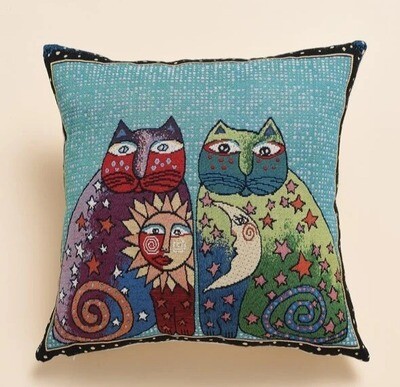 Woven Decorative Pillow: Sun & Moon Cats Woven Decorative Pillow: Sun & Moon Cats