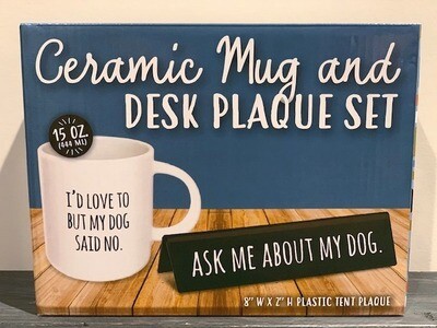 Ceramic Desk Set: 'Ask me about my dog' Ceramic Desk Set: 'Ask me about my dog'