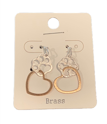 Gold Hearts & Silver Paws Dangle Earrings Gold Hearts & Silver Paws Dangle Earrings