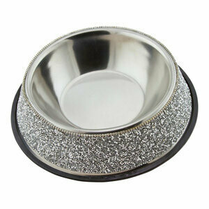Large Rhinestone Stainless Steel Dog Bowl Large Rhinestone Stainless Steel Dog Bowl